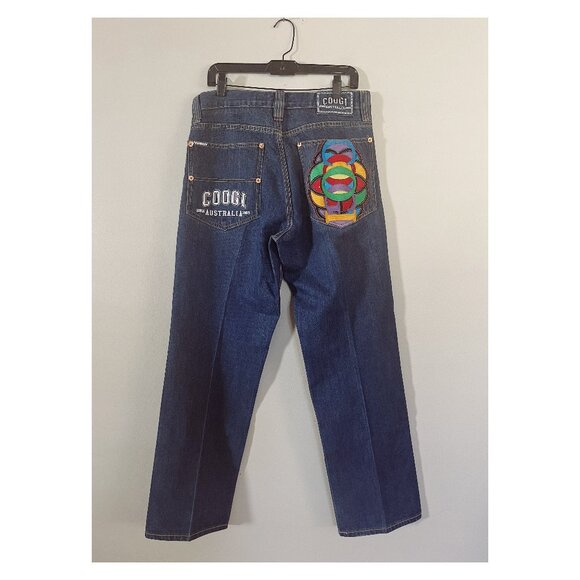 VTG Coogi 90s 34x34 Straight Leg Relaxed Jeans Medium Wash Embroidered Pockets - Picture 1 of 11